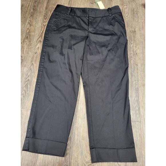 Eddie Bauer NWT Mercer Fit Black Sateen Womens Size 12 Cropped Ankle Pants - Picture 1 of 4